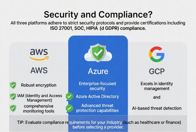 Azure-vs-AWS-vs-Google-Cloud-Security-and-Compliance infographic