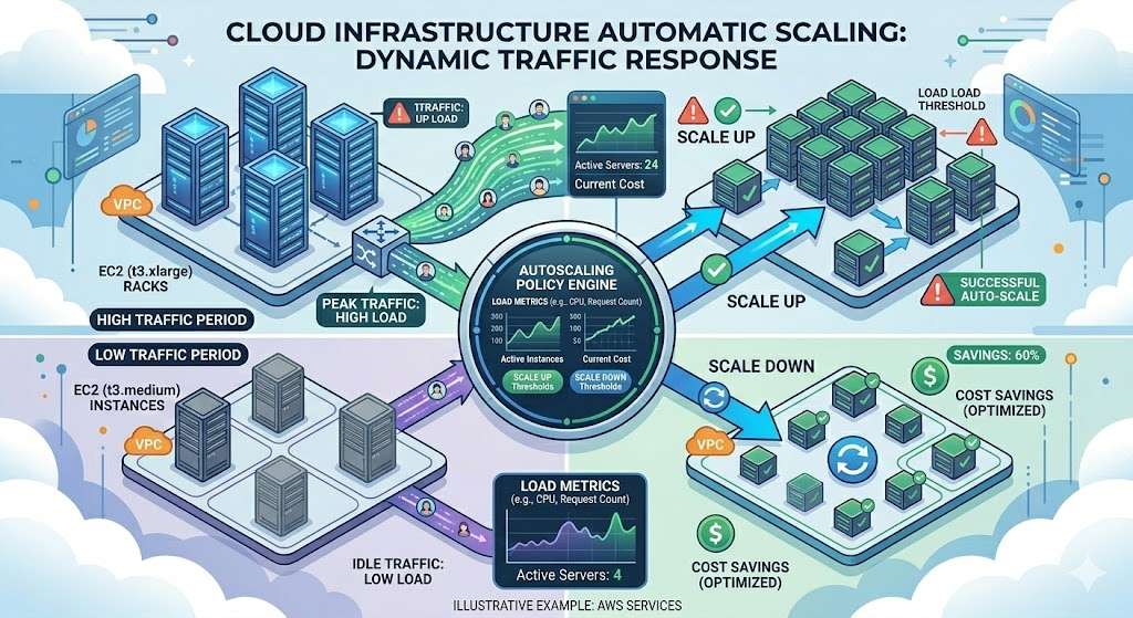 Cloud Cost Optimization: Smart Strategies to Reduce Cloud Expenses 4 Cloud servers automatically scaling resources based on demand