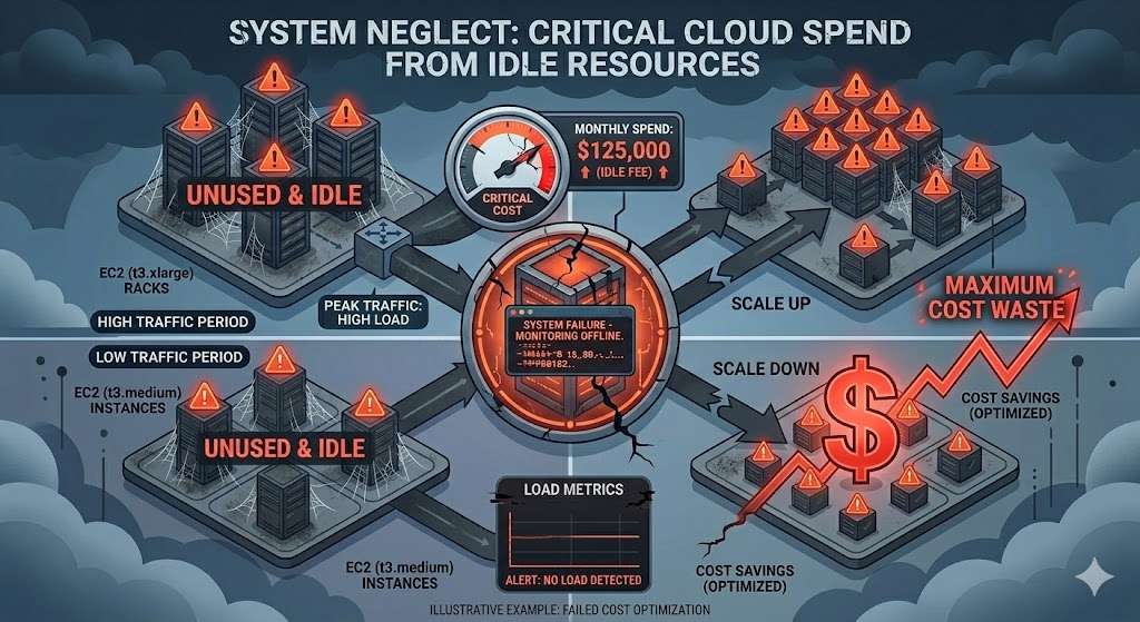 Cloud Cost Optimization: Smart Strategies to Reduce Cloud Expenses 5 Idle cloud servers wasting computing resources and increasing cost